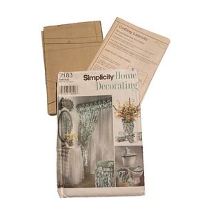 Simplicity 7183 Bathroom Accessories Shower Curtain Sink Skirt Lid - Boho Colors